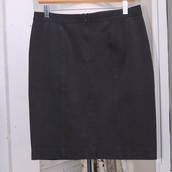 DKNY Black Exposed Zipper Slash Pockets Cotton Knit Blend Short Straight Skirt 8 - Picture 3 of 5